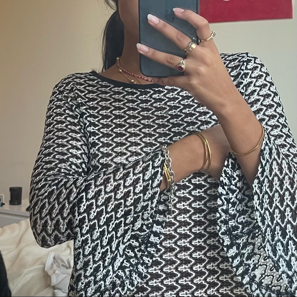 Black and White Vintage Crochet Top